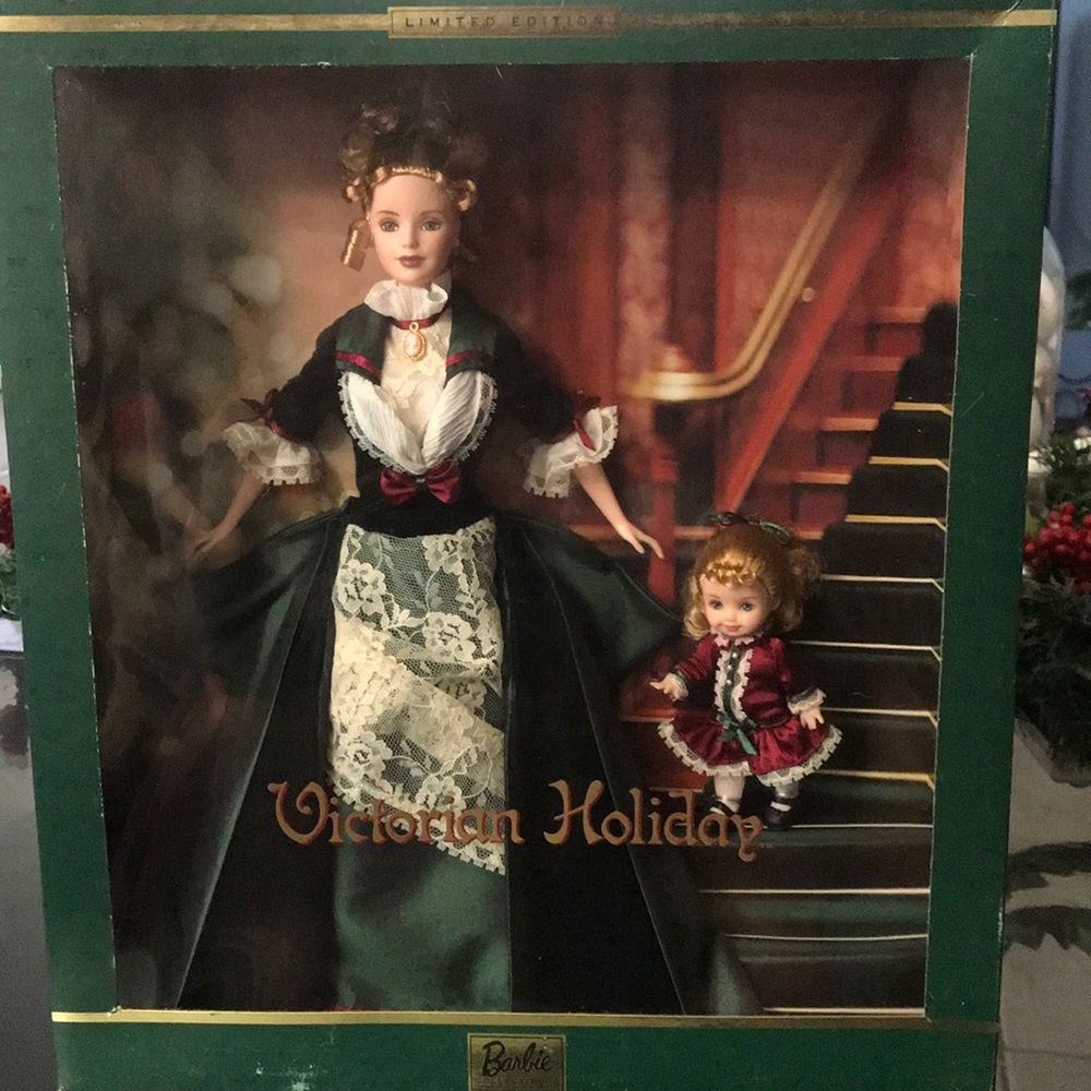 Victorian Holiday Barbie and Kelly Dolls